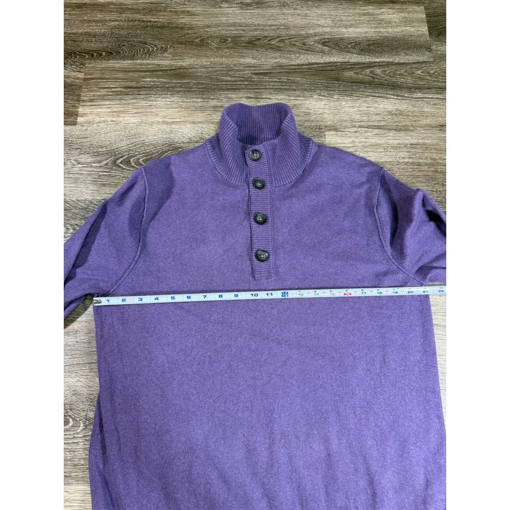 Banana Republic Sweater Mens L Orchid Purple Cotton Cashmere Mock‎ Neck Button